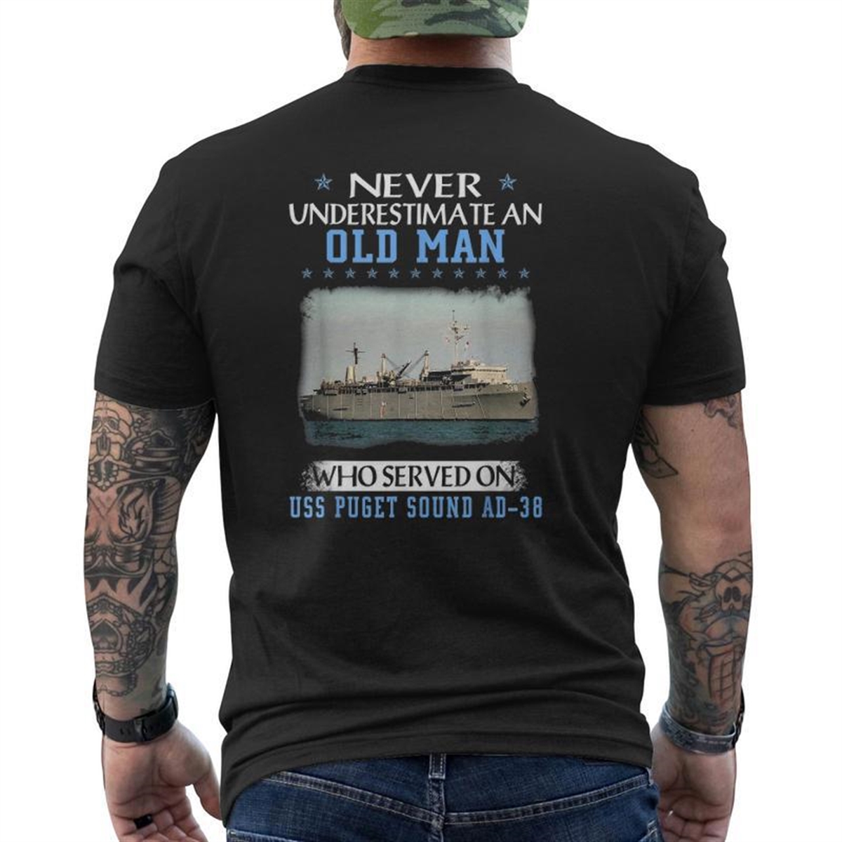 Uss Puget Sound Ad 38 Veteran’s Day Father’s Day Mens Back Print T-shirt