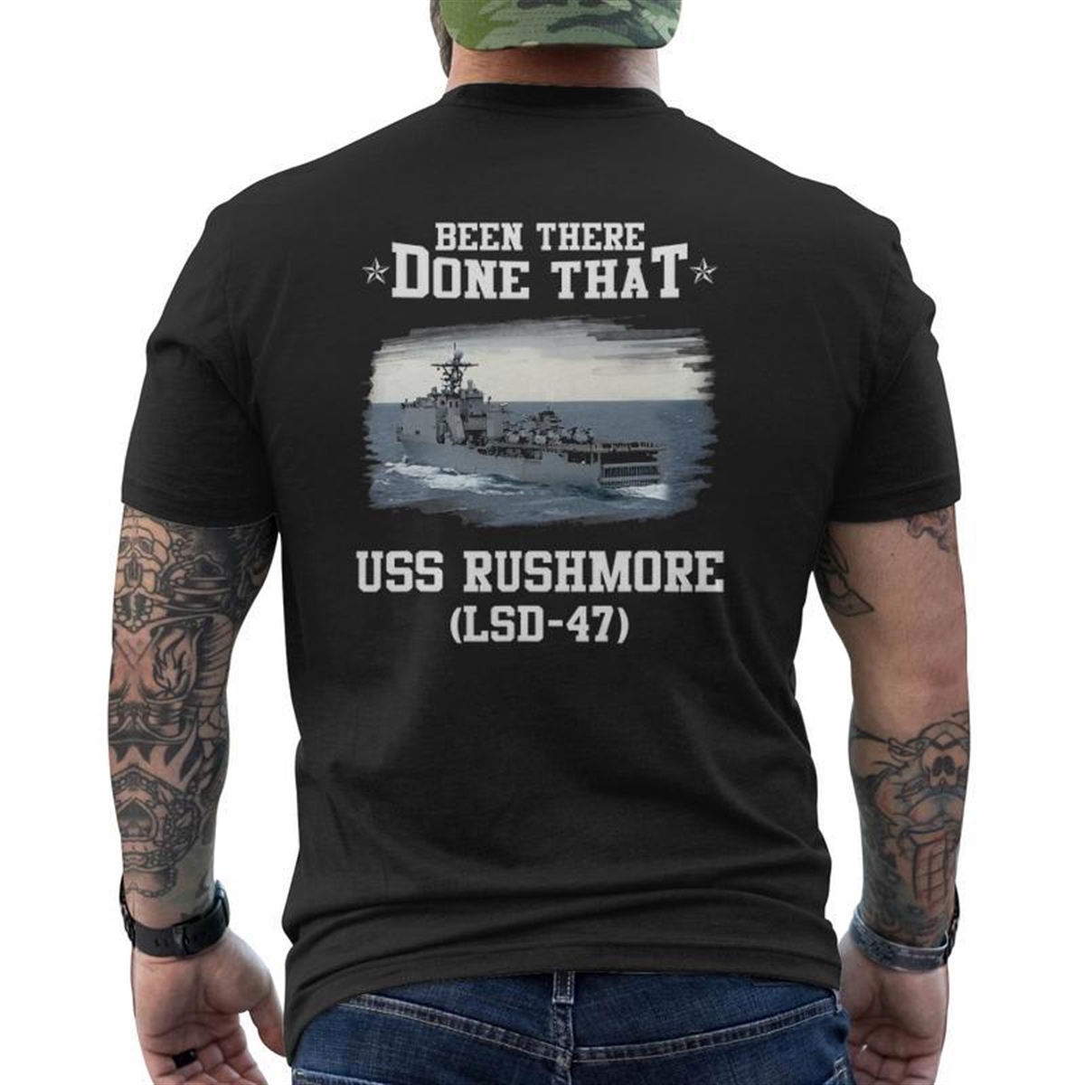 Uss Rushmore Lsd-47 Veterans Day Father Day Mens Back Print T-shirt