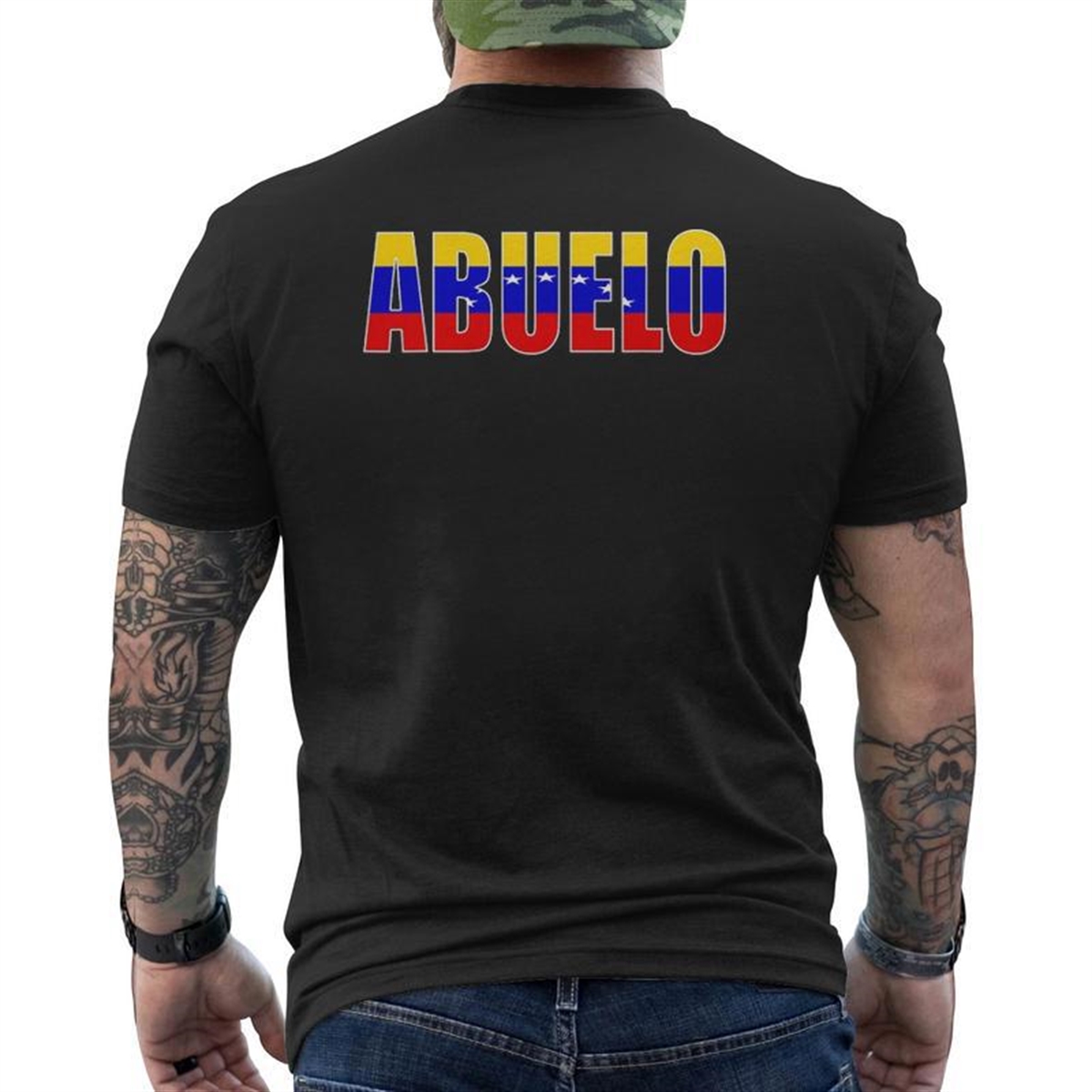 Venezuelan Abuelo First Time Grandpa Father’s Day Mens Back Print T-shirt