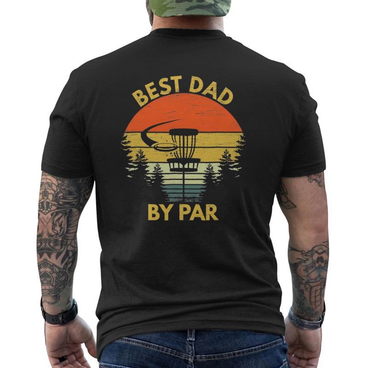 Vintage Best Dad By Par Disc Golf Men Father’s Day Mens Back Print T-shirt