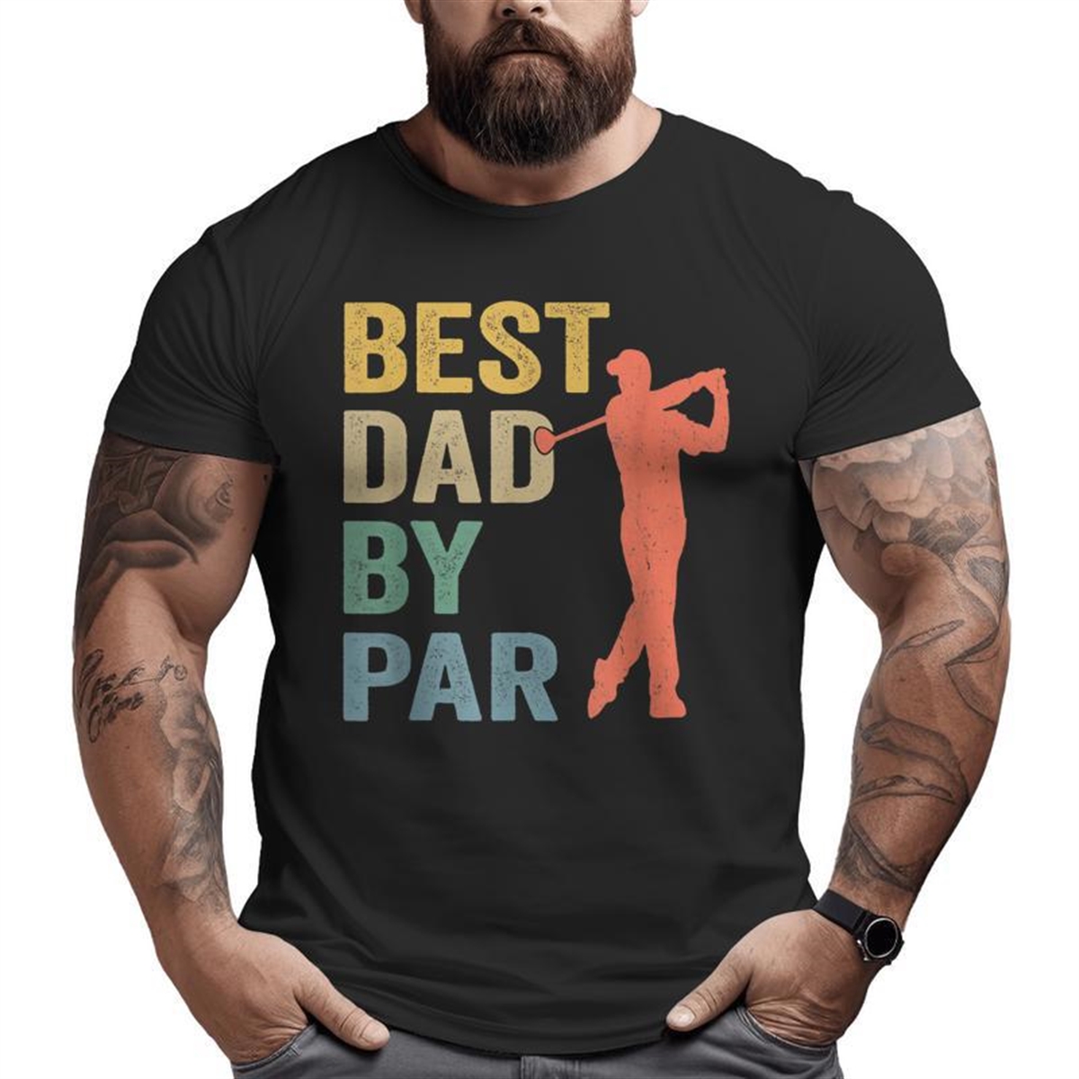 Vintage Best Dad By Par Father’s Day Golfing Golfers Big And Tall Men T-shirt