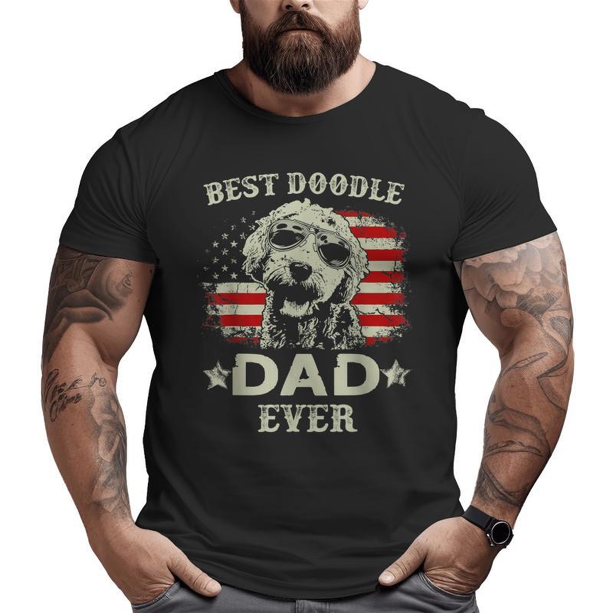 Vintage Father’s Day Best Doodle Dad Ever Big And Tall Men T-shirt