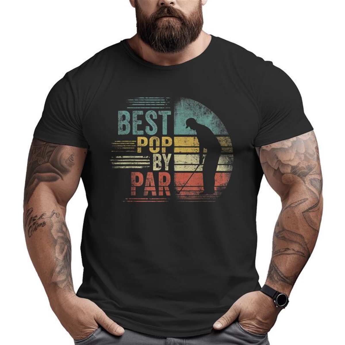 Vintage Golfing Best Pop By Par Christmas Fathers Day Dad Big And Tall Men T-shirt