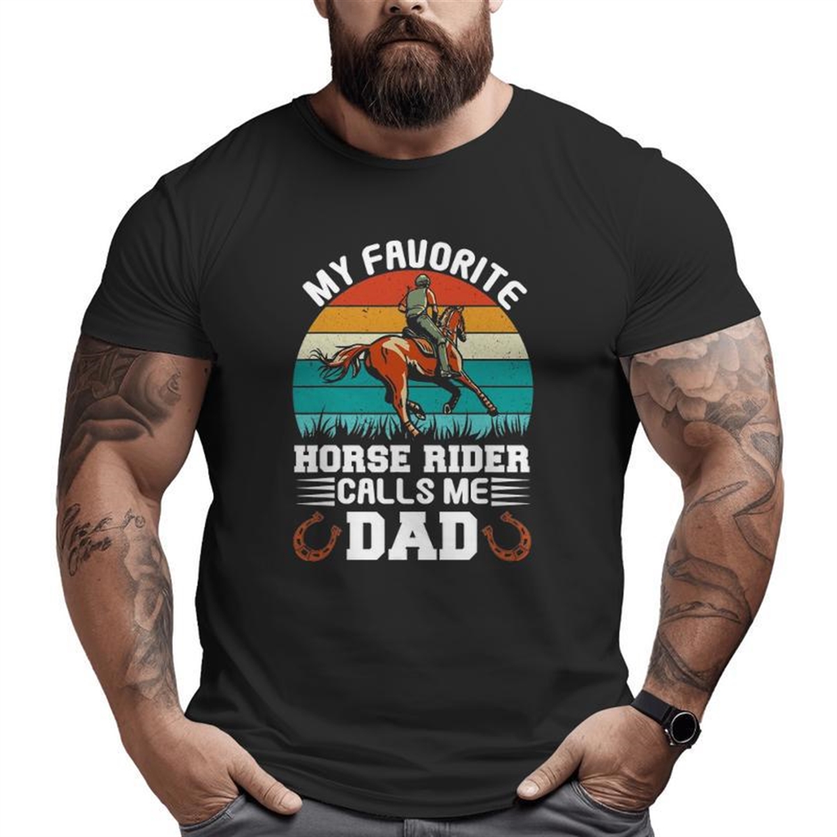 Vintage My Favorite Horse Rider Calls Me Dad Father’s Day Big And Tall Men T-shirt