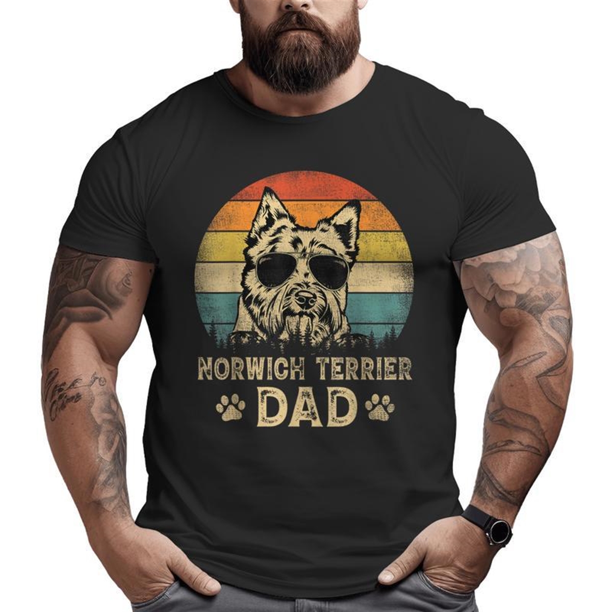 Vintage Norwich Terrier Dad Dog Lovers Father’s Day Big And Tall Men T-shirt