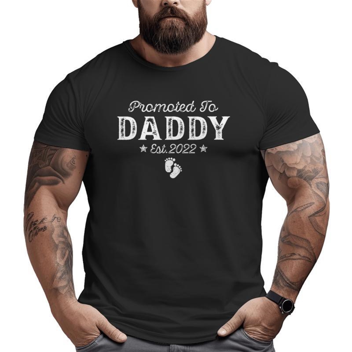 Vintage Promoted To Daddy Est 2022 Fathers Day For New Daddy Big And Tall Men T-shirt