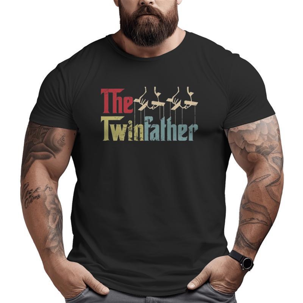 Vintage The Twinfather Happy Father’s Day Proud Dad Of Twins Big And Tall Men T-shirt