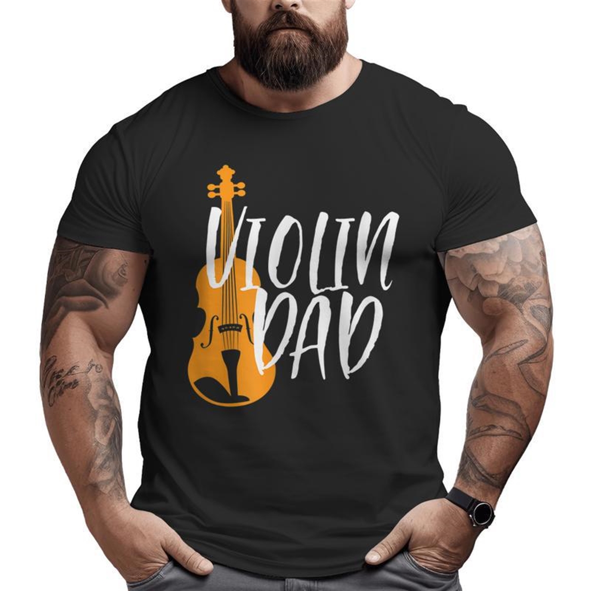 Violin Dad Proud Father Of Violinist Orchestra Music Big And Tall Men T-shirt