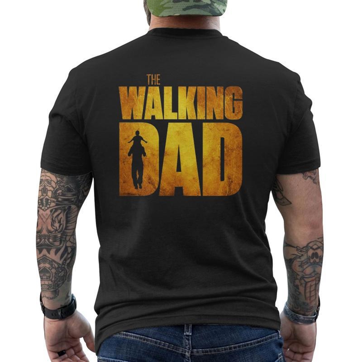 Walking Dad Father’s Day Best Grandfather Men Fun Mens Back Print T-shirt