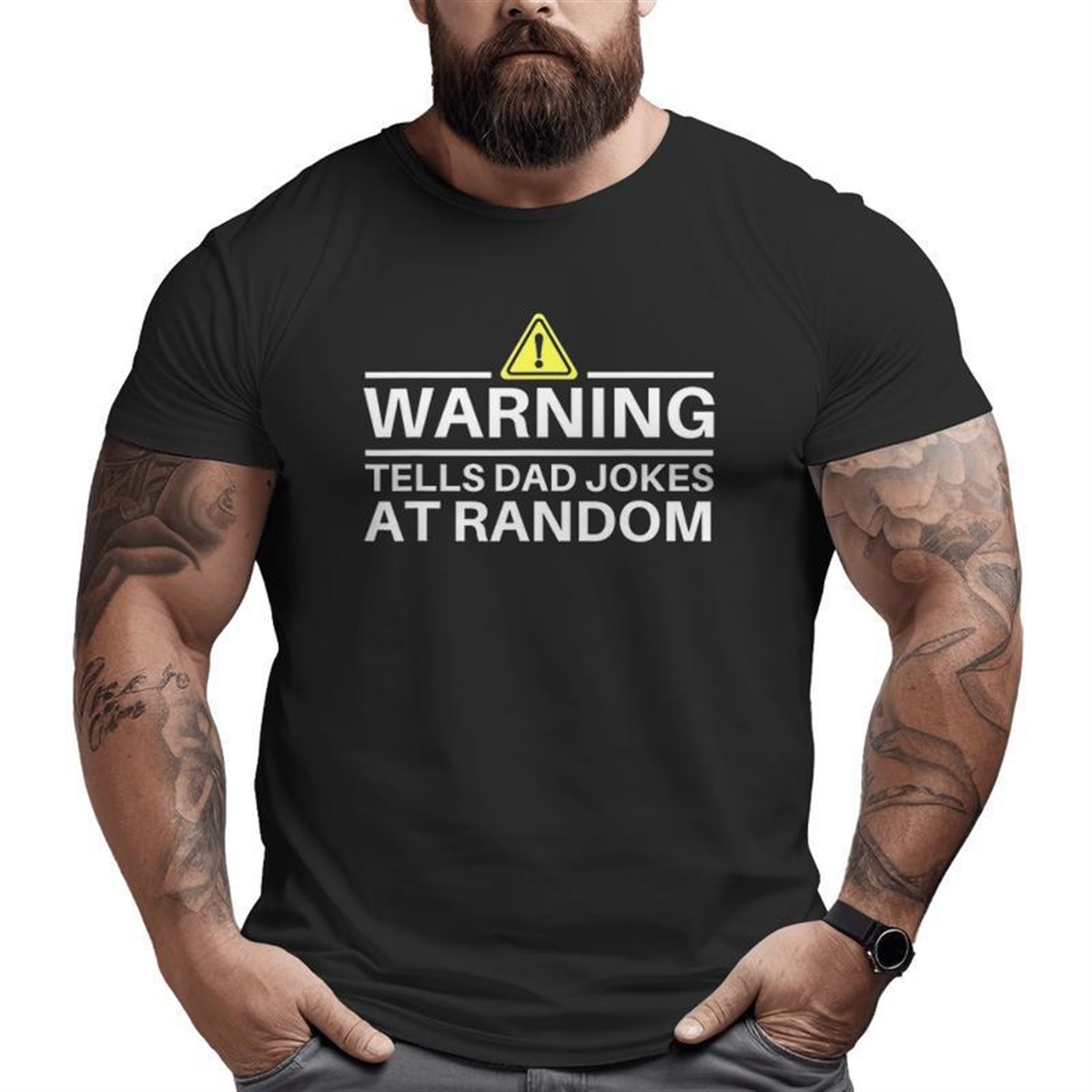 Warning Tells Dad Jokes At Random Father’s Day Big And Tall Men T-shirt