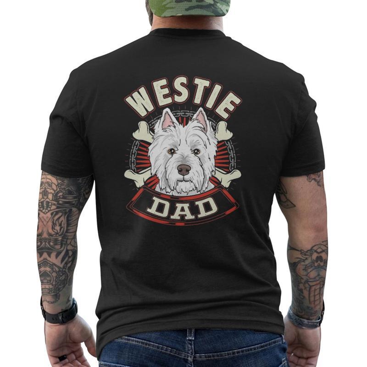 Westie Dad Father’s Day Mens Back Print T-shirt