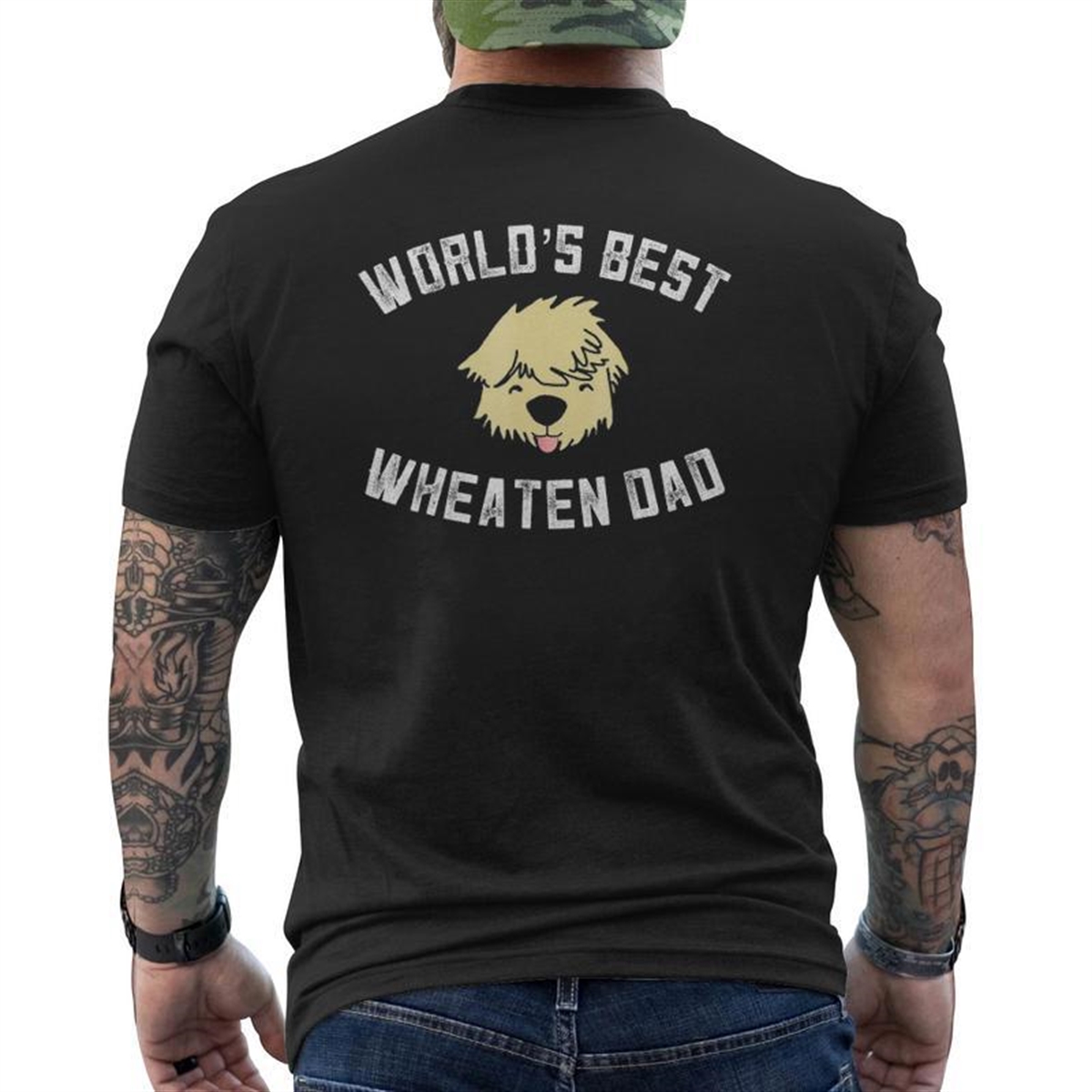 World’s Best Wheaten Dad Fathers Day Wheaten Terrier Mens Back Print T-shirt