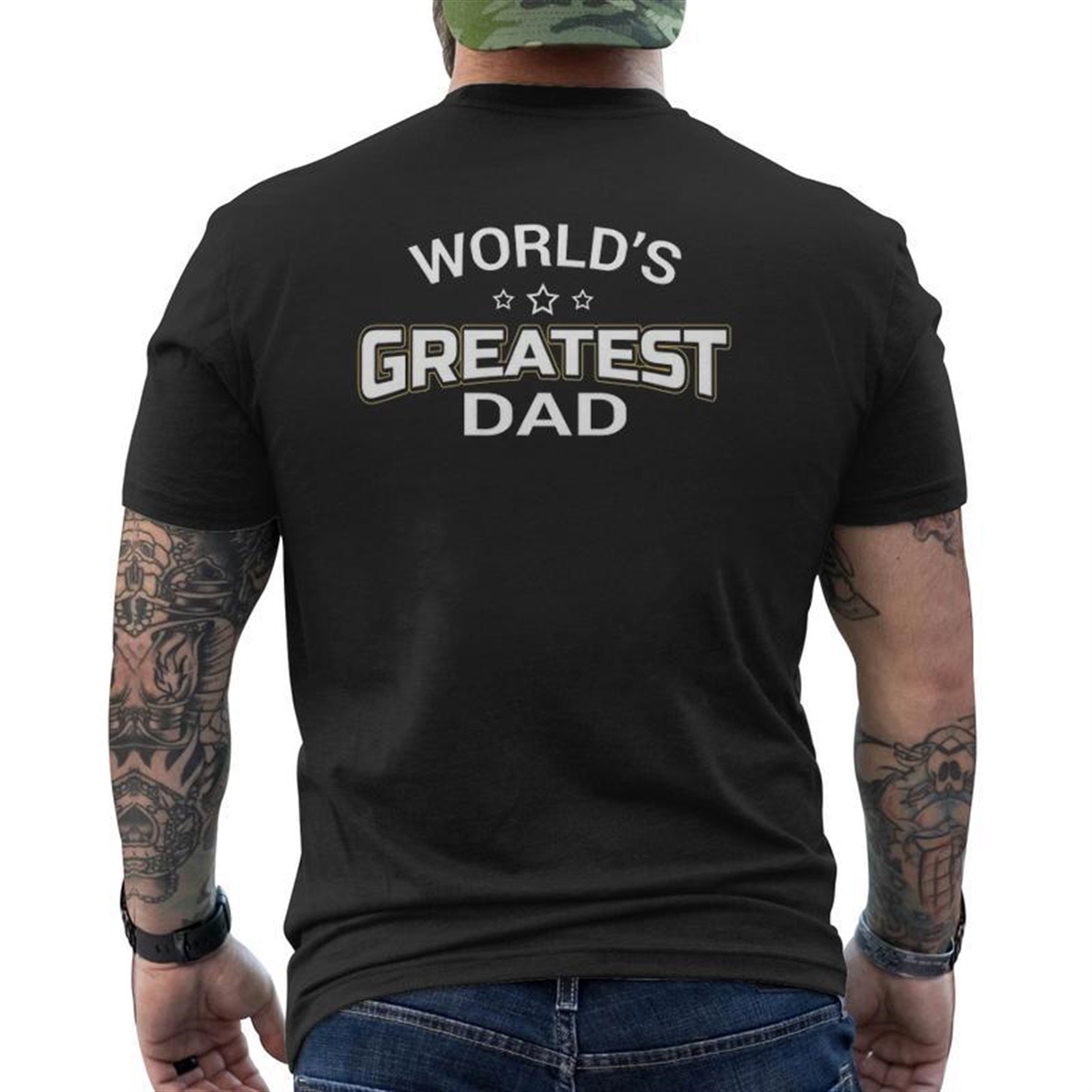 World’s Greatest Dad Papa Father’s Day Tee Mens Back Print T-shirt