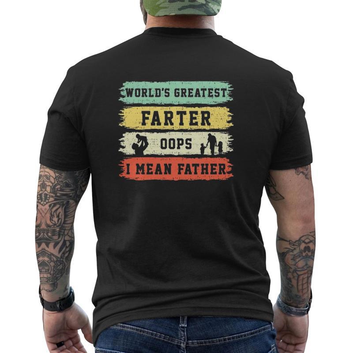 World’s Greatest Farter Oops I Mean Father Father’s Day Fun Mens Back Print T-shirt