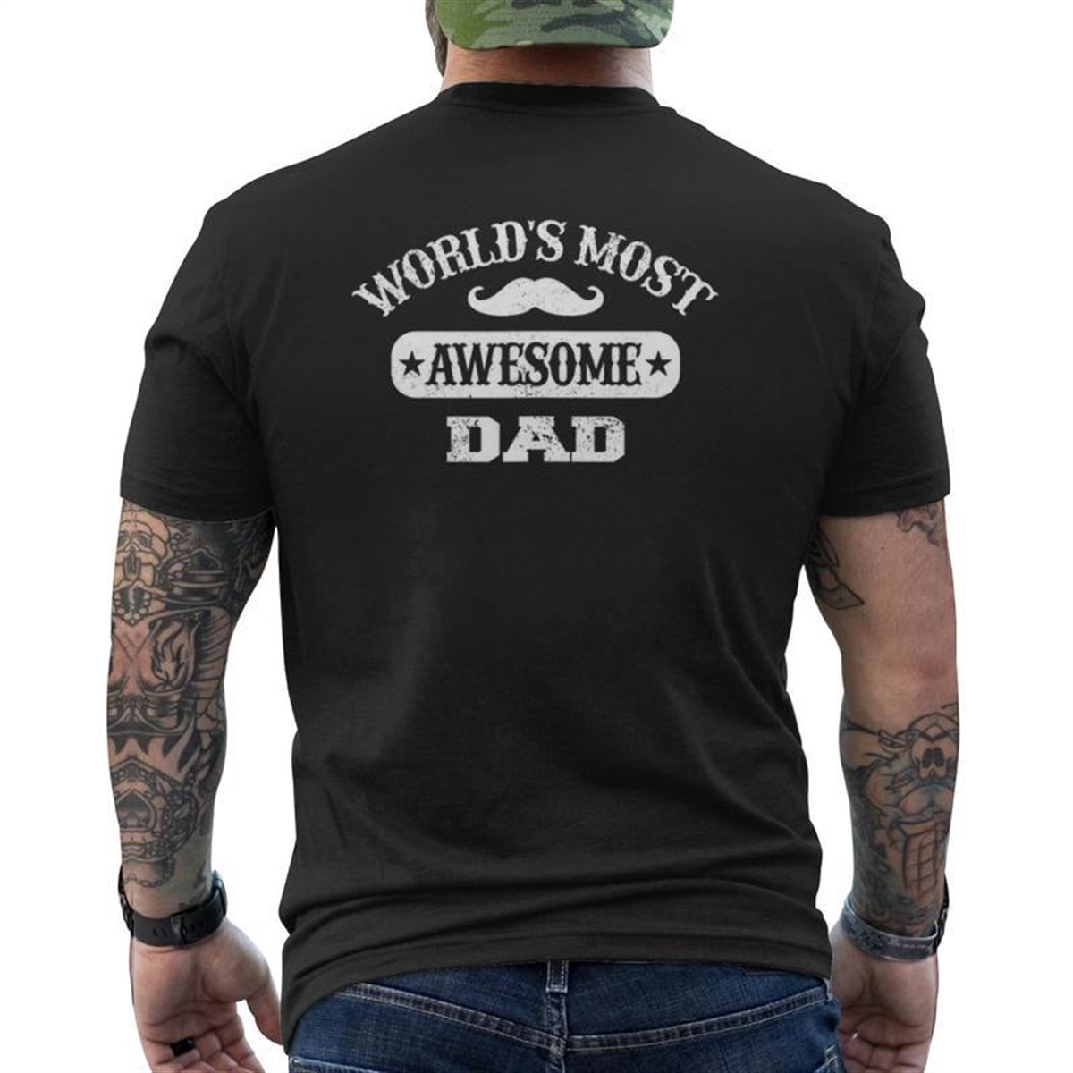 World’s Most Awesome Dad Father’s Day Mens Back Print T-shirt