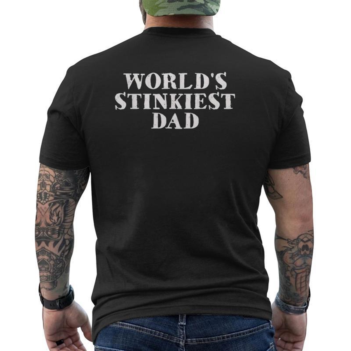 World’s Stinkiest Dad Mens Father’s Day Mens Back Print T-shirt