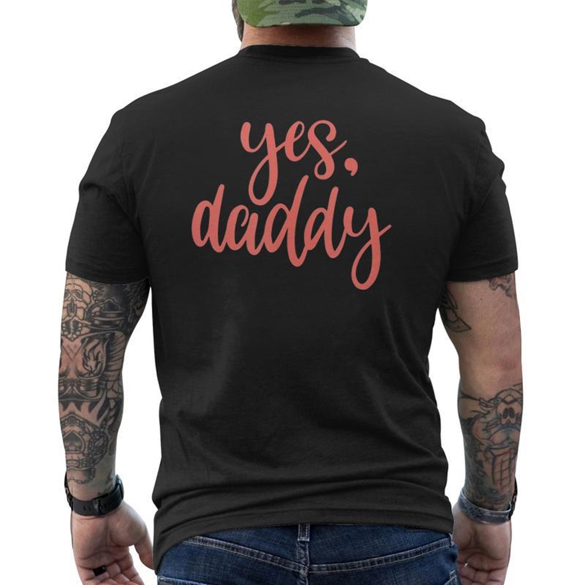 Yes Daddy Father Mens Back Print T-shirt