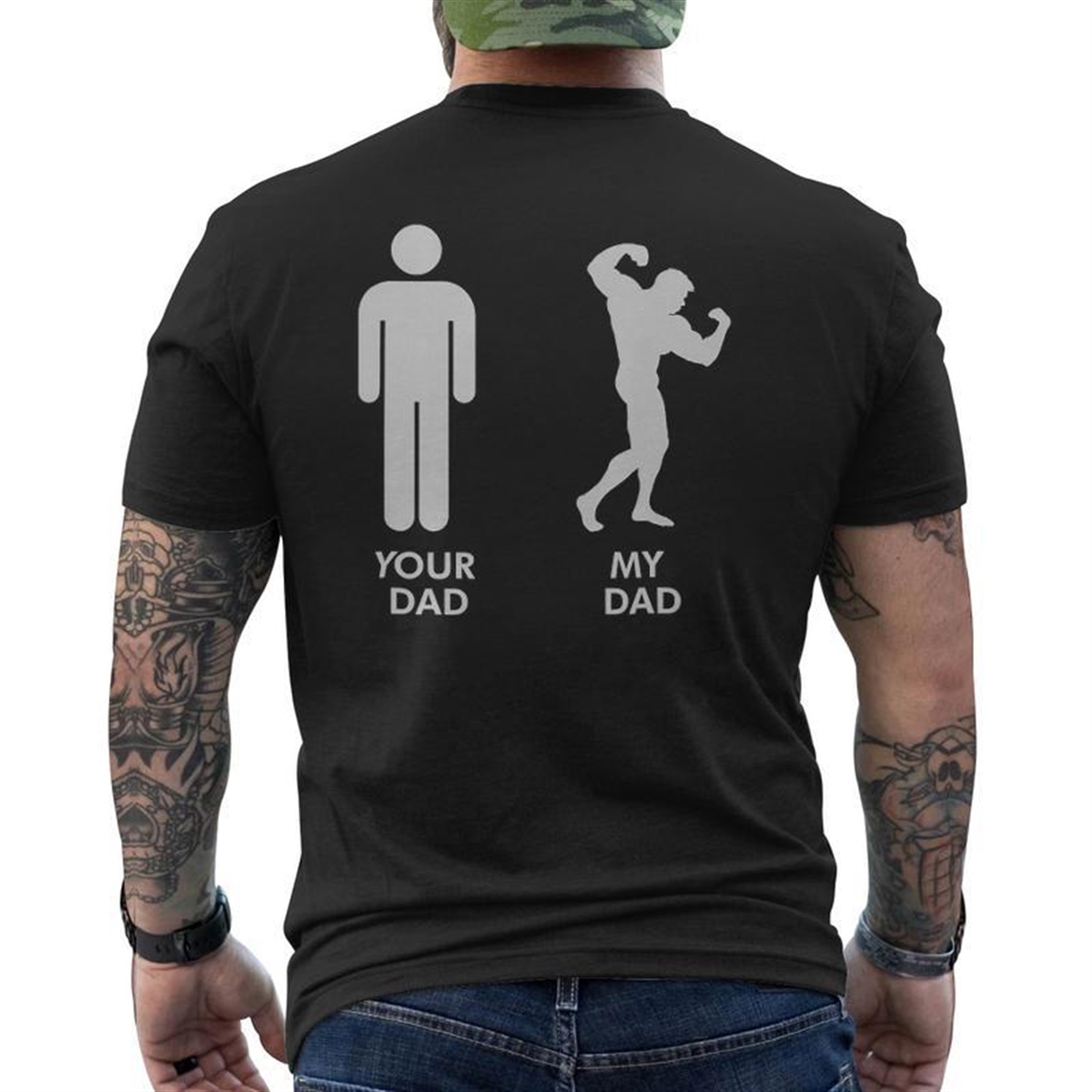 Your Dad Vs My Dad Father’s Day Gym Mens Back Print T-shirt