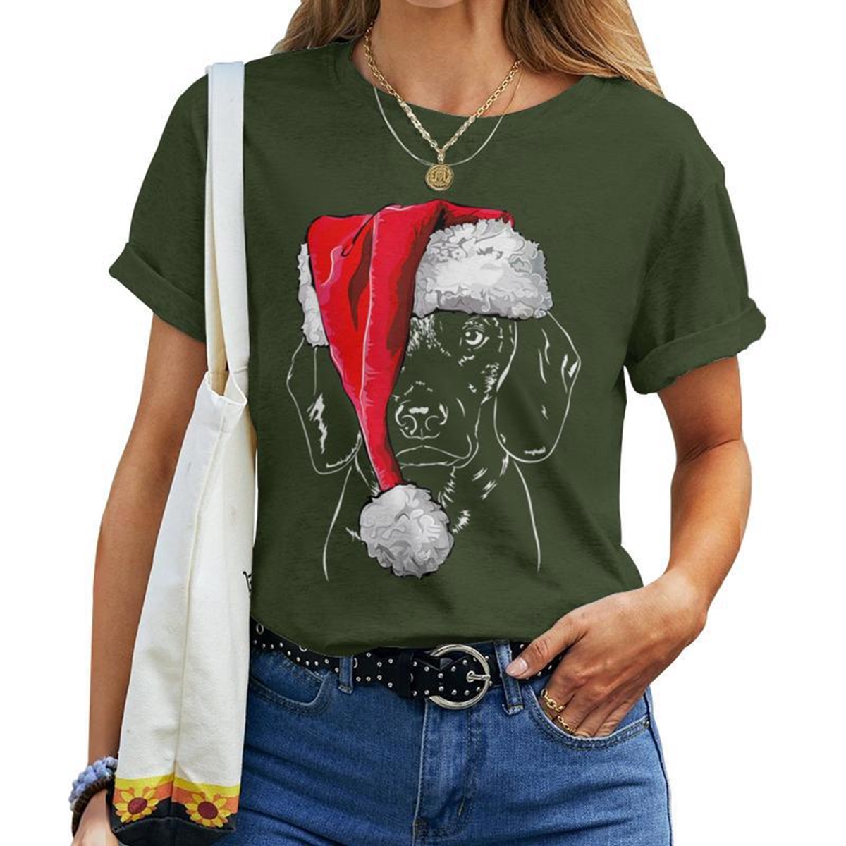 Bavarian Mountain Hound Santa Christmas Dog Mom Women T-shirt