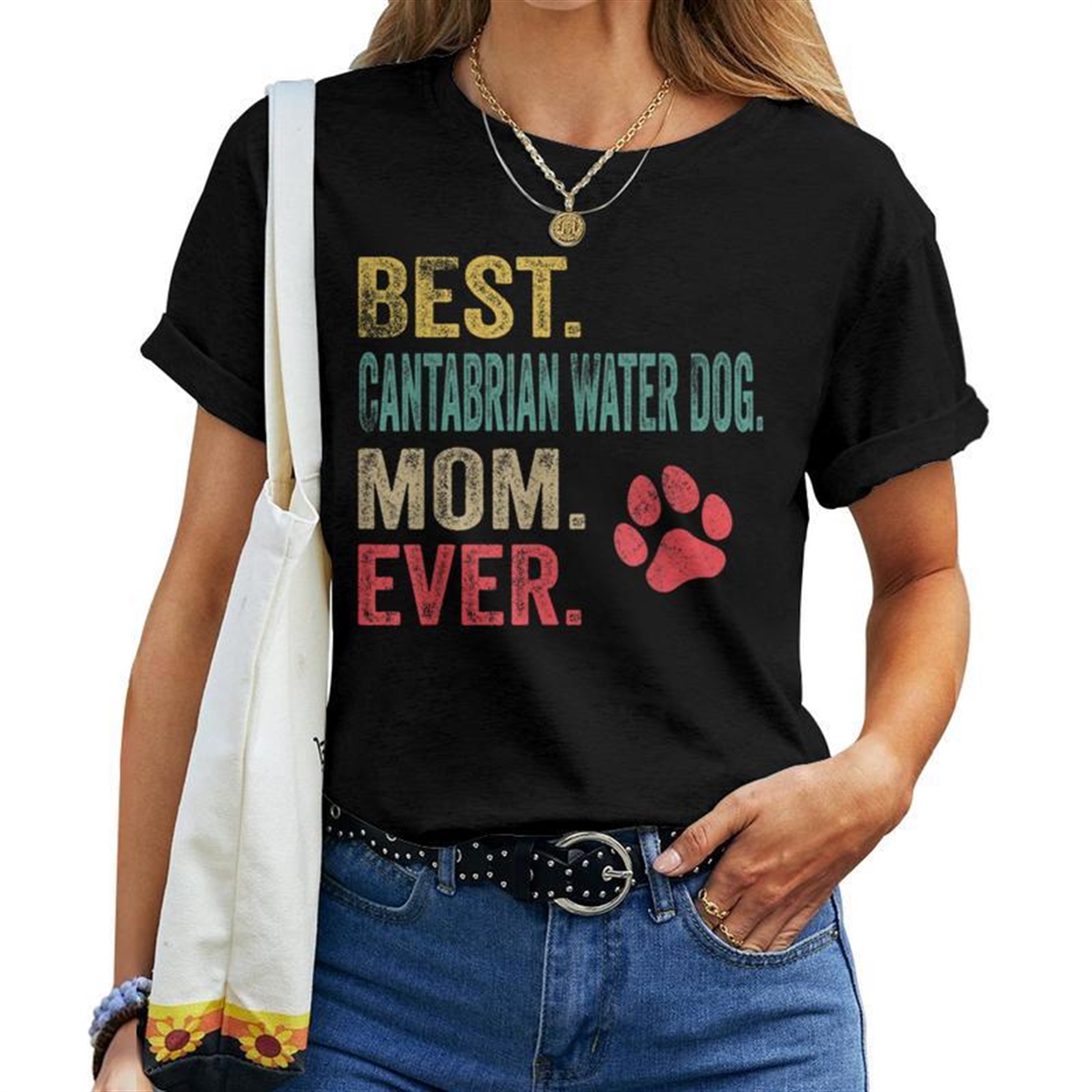 Best Cantabrian Water Dog Mom Ever Vintage Mother Dog Lover Women T-shirt