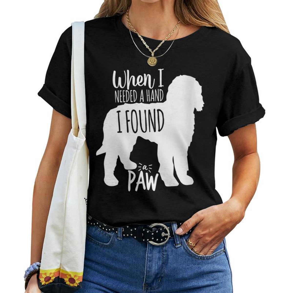 Boxerdoodle When Need Hand Found Paw Dog Mom Dad Women Women T-shirt