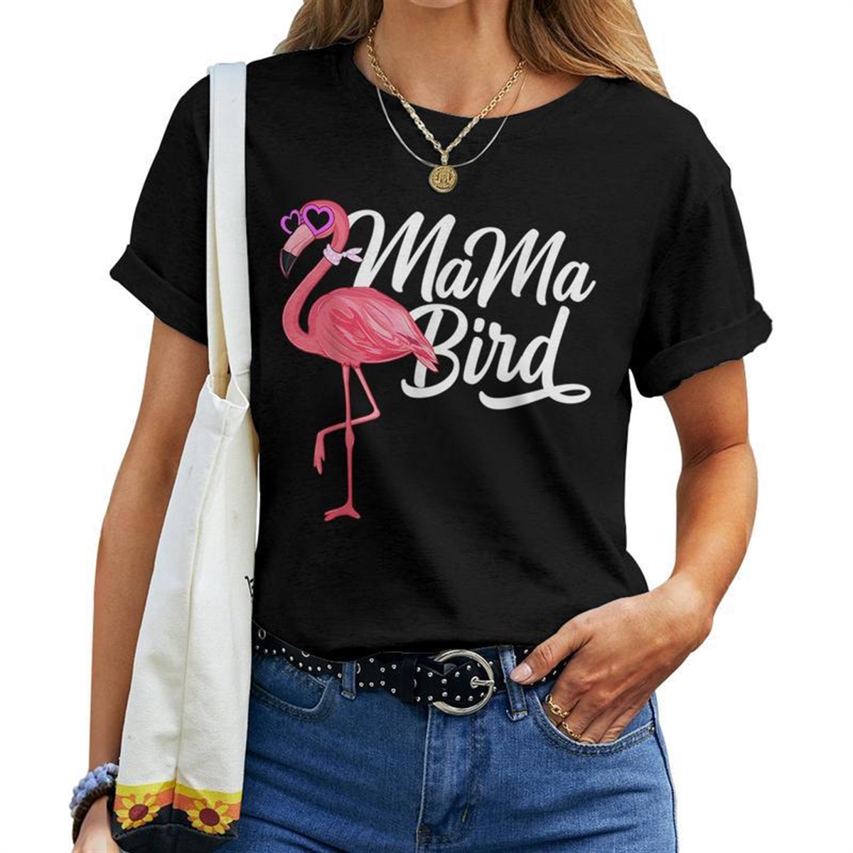 Flamingo Theme Birthday – Mama Bird Flamingo Mom Women T-shirt