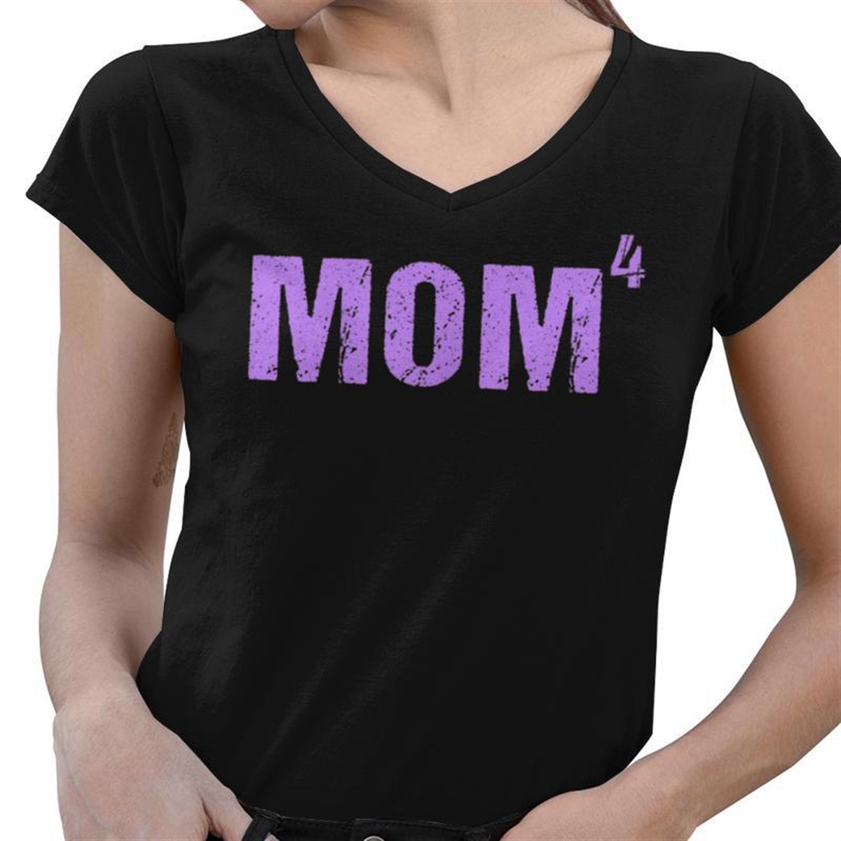 Mom Of Four Mom To The Fourth Power Gifts For Mom Funny Gifts Women V-neck T-shirt
