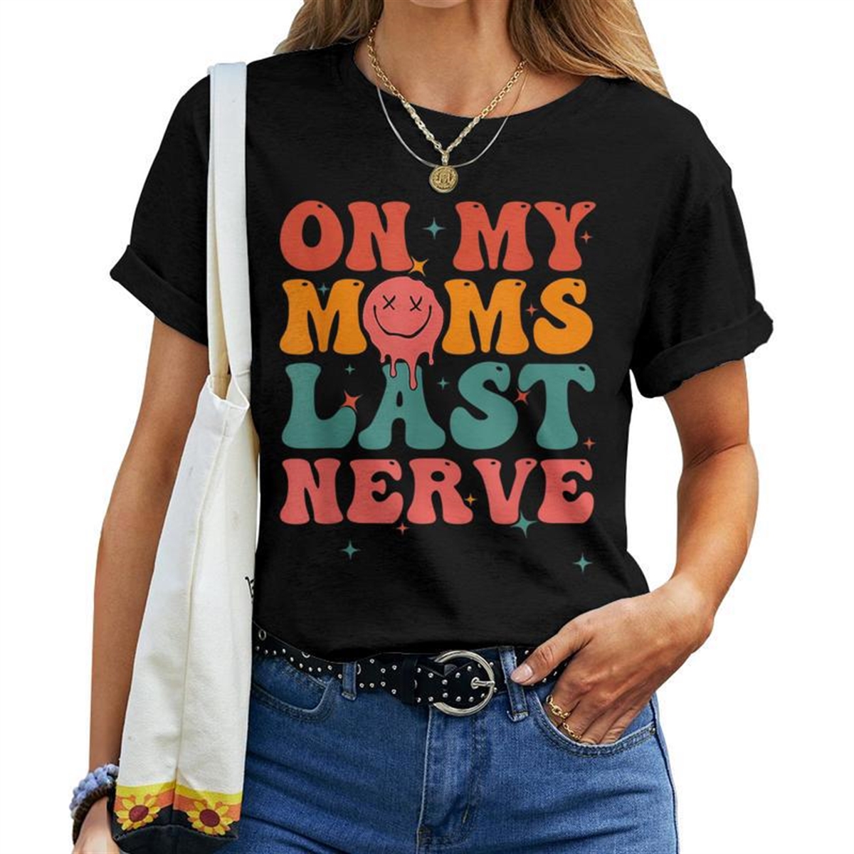 On My Moms Last Nerve Kids Toddlers Baby Women T-shirt Crewneck