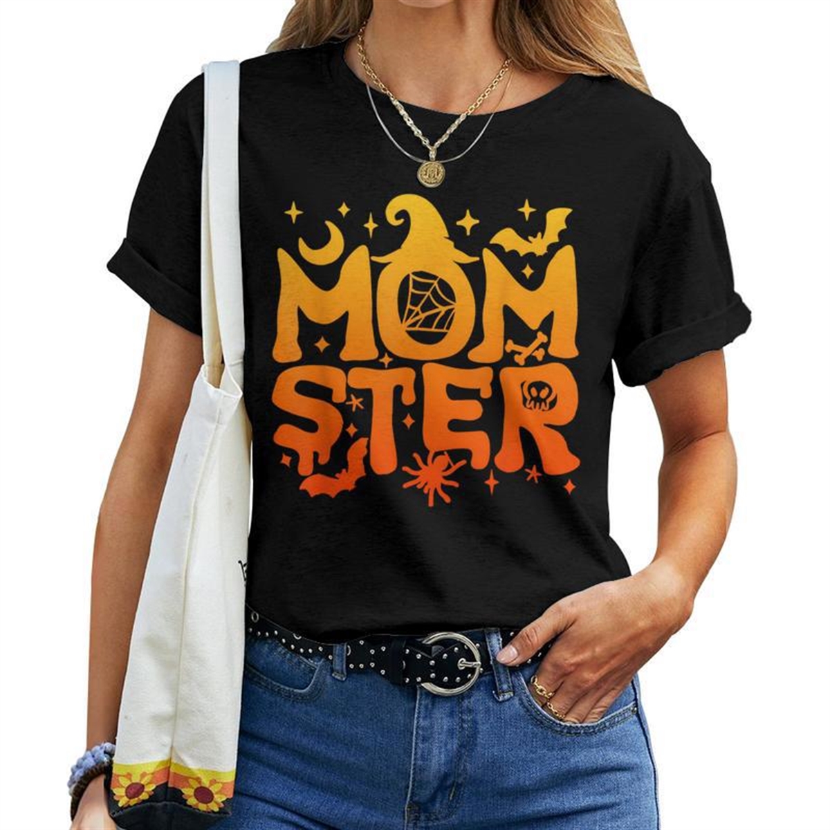 Spooky Halloween Momster Spooky Monster Mom Family Matching Women T-shirt