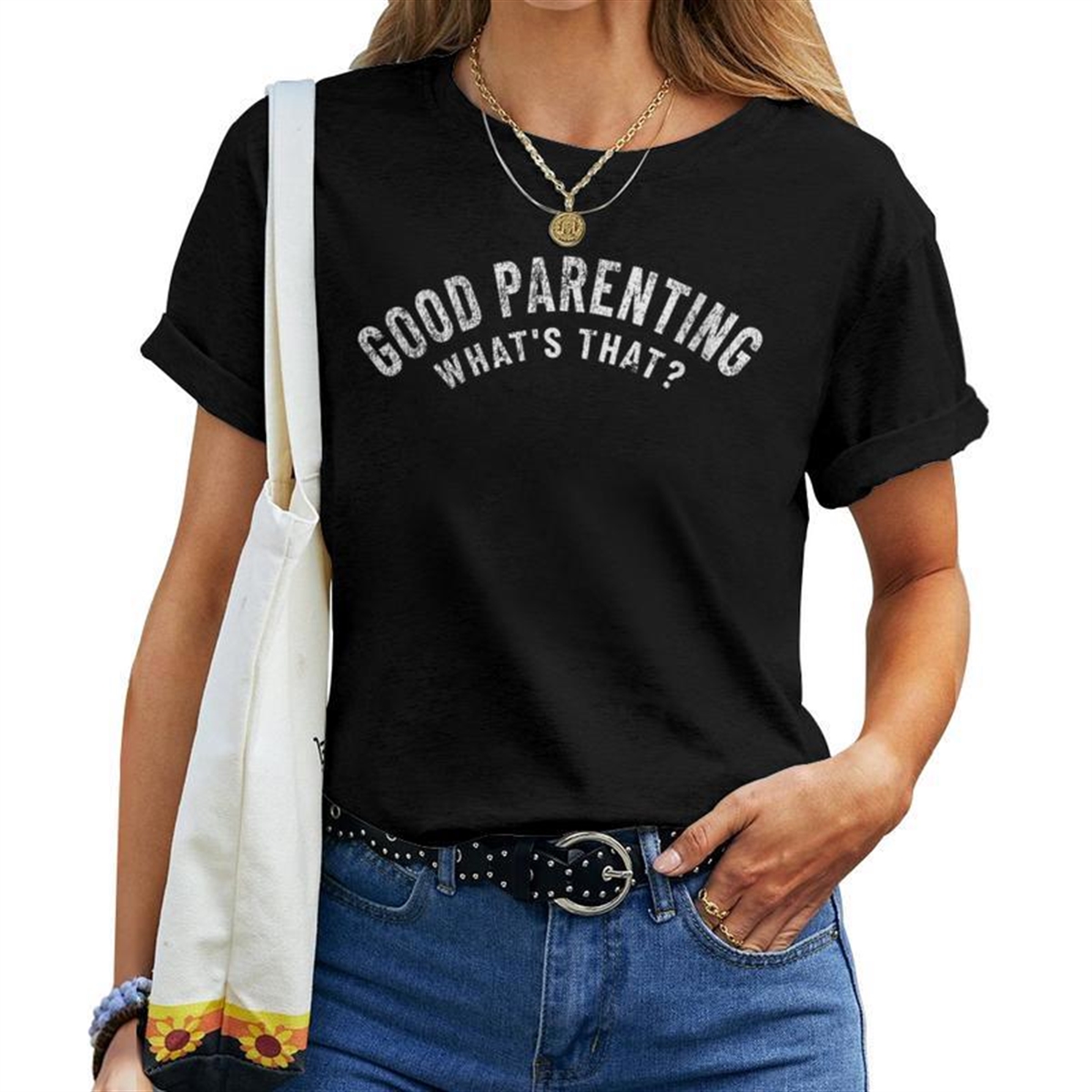 Vintage Good Parenting Joke Mom Dad Bad Parent Humor Women T-shirt