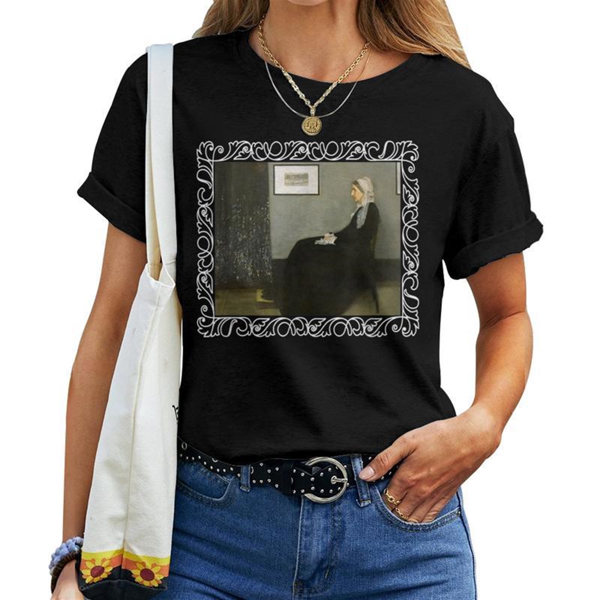 Whistlers Mother Arrangement In Grey And Black Women T-shirt